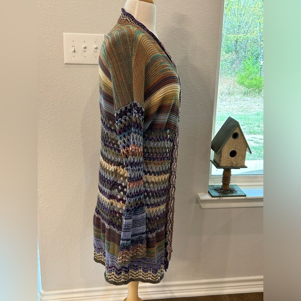 Soft Surroundings albi crochet knit long open front sweater medium - Picture 6 of 13